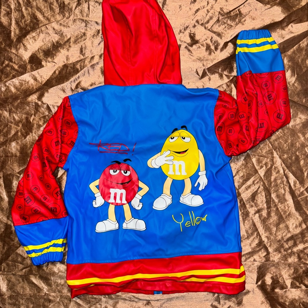 Vintage Official 1980's M&M's World Youth size 6X Rain Jacket Lined zip up Jacke